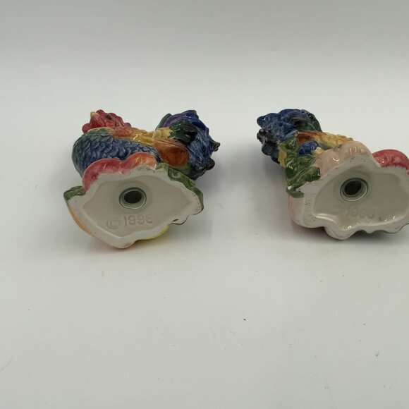 1996 Fritz & Floyd Hen and Rooster Salt & Pepper Shakers Fruit & Veggies - Picture 8 of 9
